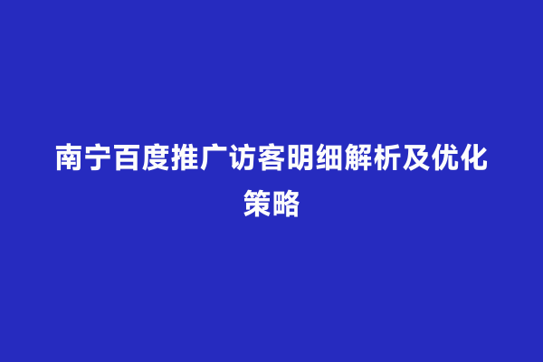 南宁百度推广访客明细解析及优化策略