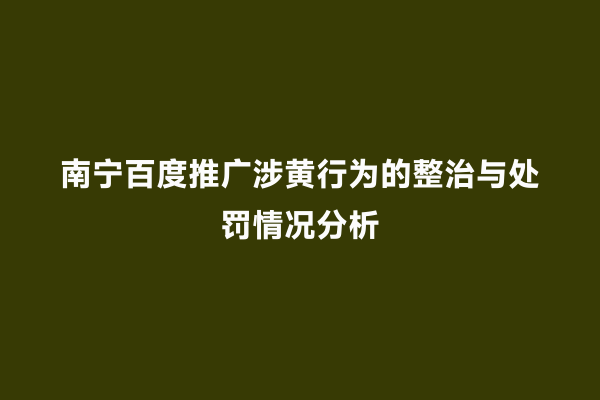 南宁百度推广涉黄行为的整治与处罚情况分析