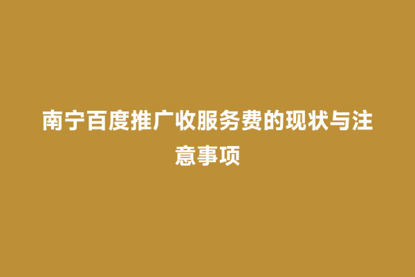 南宁百度推广收服务费的现状与注意事项