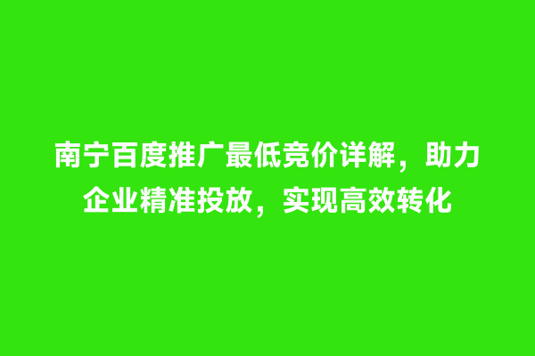 南宁百度推广最低竞价详解，助力企业精准投放，实现高效转化